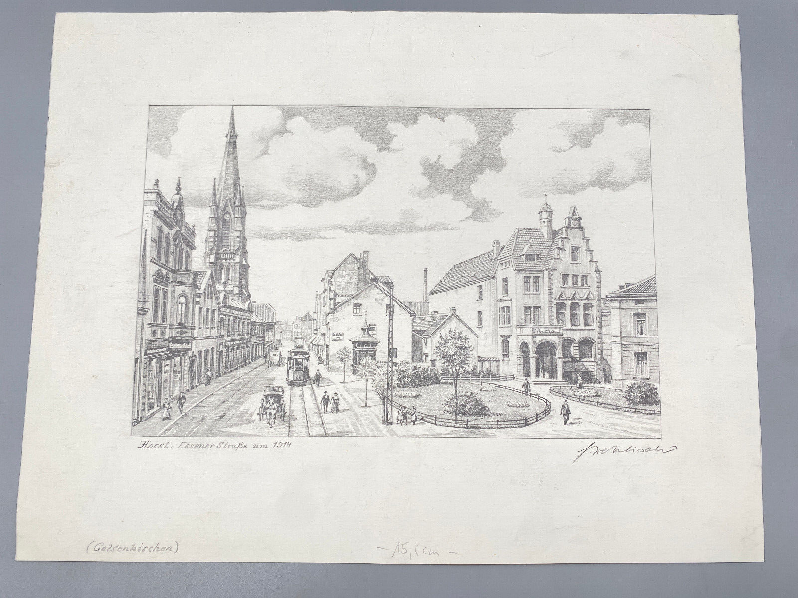 HEINZ WEHLISCH 2X ZEICHNUNGEN GELSENKIRCHEN ANSICHTEN ORIGINALE ZEICHNUNGEN