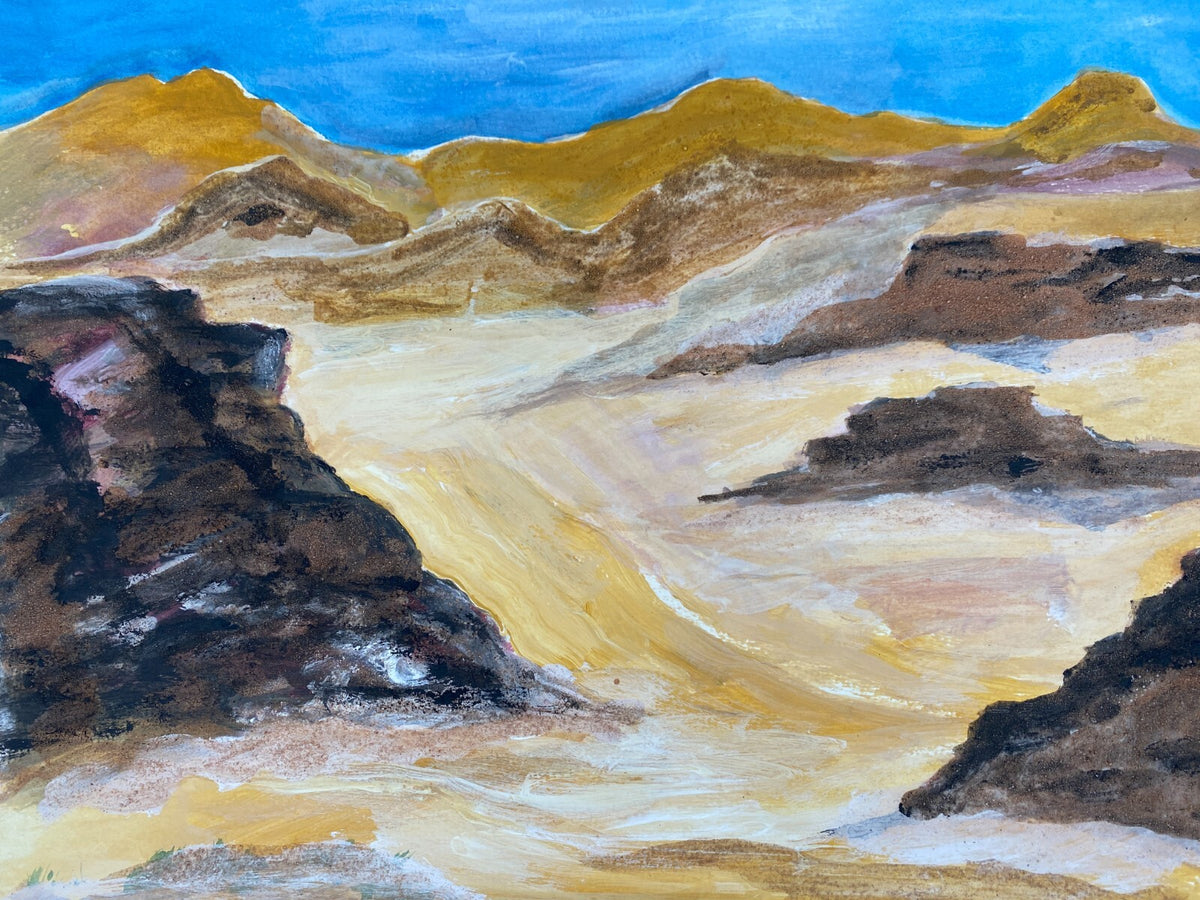 *GEMÄLDE AQUARELL SAND LANDSCHAFT NAHOST NAHER OSTEN WÜSTE SIGRID HANNSE UNIKAT