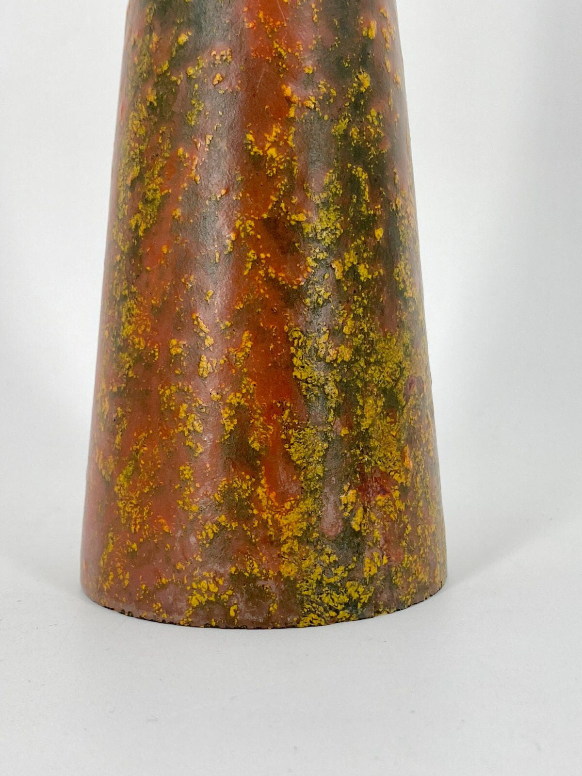 * VASE KERAMIK FAT LAVA GLASUR ROT GRÜN KONKAV VINTAGE