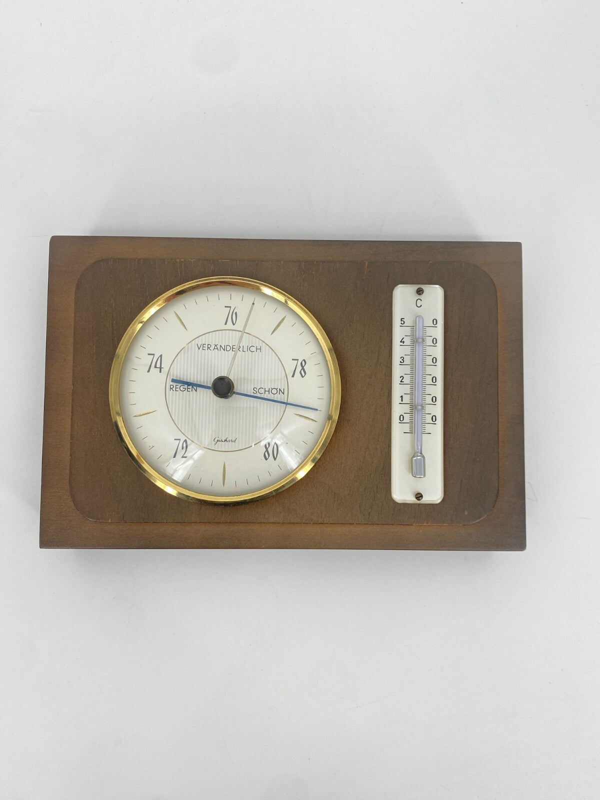 * WETTERSTATION 3827 GISCHARD BAROMETER THERMOMETER HOLZ VINTAGE