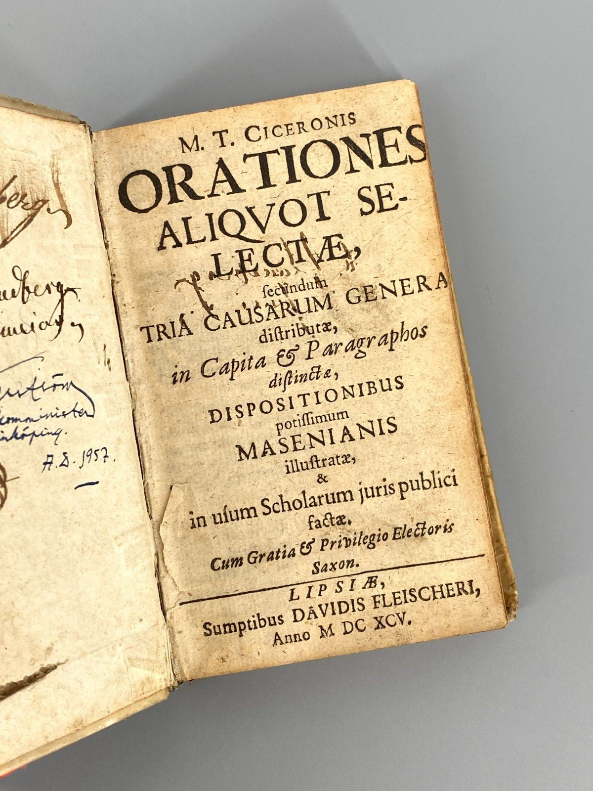 *BUCH CICERO CICERONIS ORATIONES ALIQUOT SELECTAE 1695 LEIPZIG