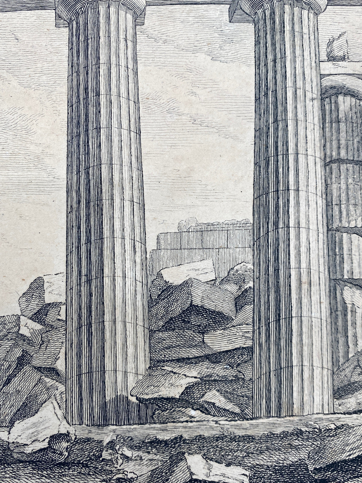 * ORIGINAL DRUCK STICH RADIERUNG TEMPEL MINERVA R DALTON J BASIRE ANTIK 18 JHDT