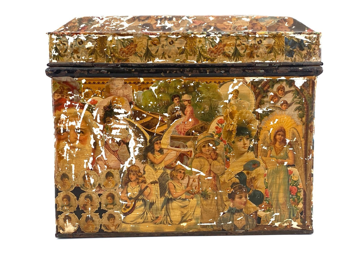 *METALL KISTE BOX BLECH ANTIK VINTAGE GROSS AUFBEWAHRUNG DECOUPAGE COLLAGE