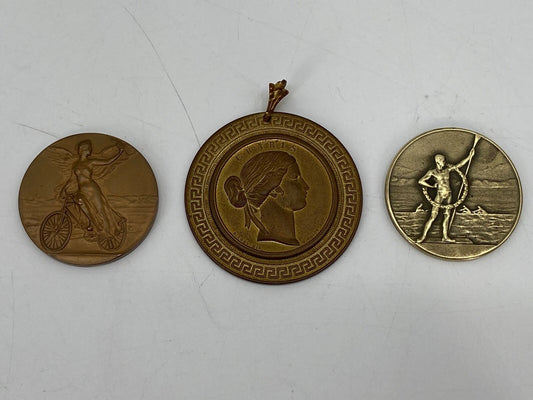 *3x MÜNZEN MEDAILLE ALT ANTIK BRONZE CHARIS 1920 1949 PREUSSEN RUDERSPORT FAHRRA