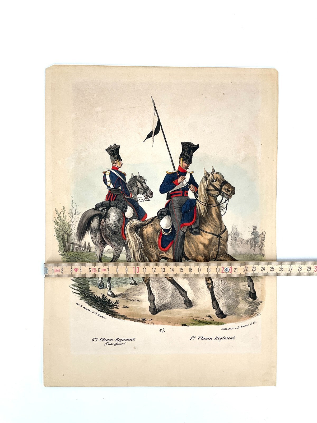 *LITHOGRAFIE L. SACHSE UNTEROFFICIER PREUßISCHE ARMEE ULANEN REGIMENT 1830 BERLI