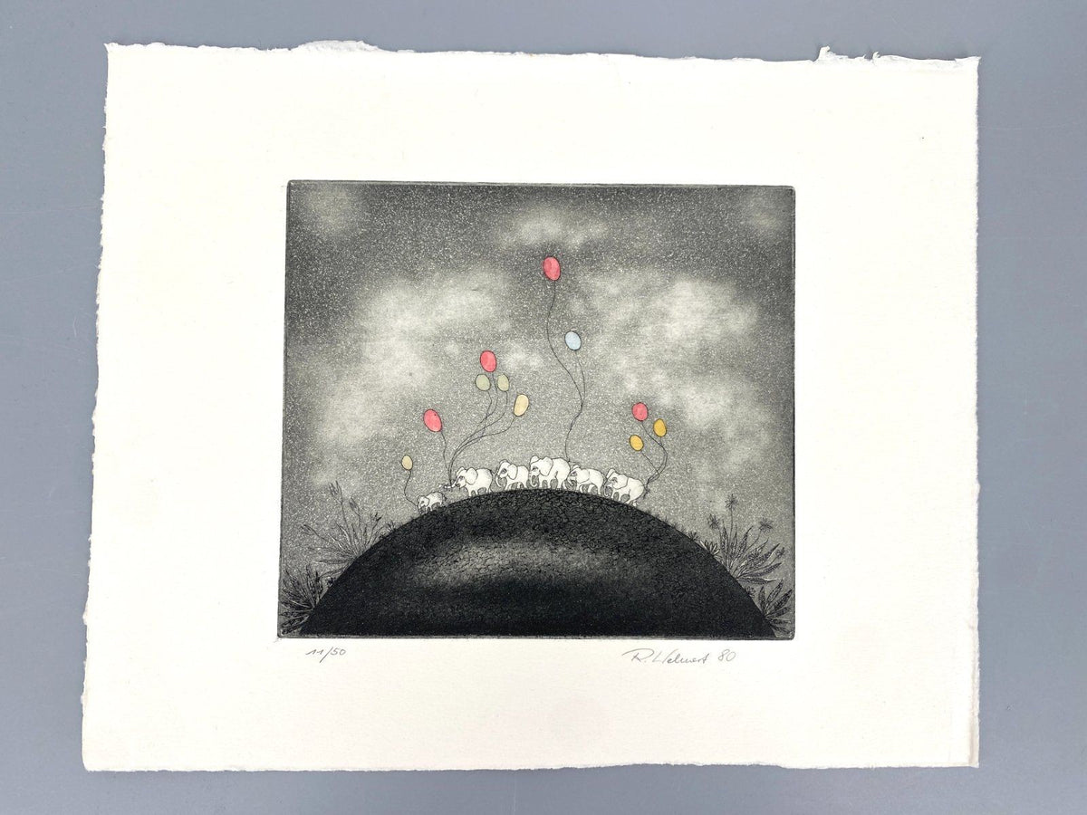 *RADIERUNG ROSEMARIE WEHNERT EDITION GRAFIK KUNST ART SIGNIERT 80