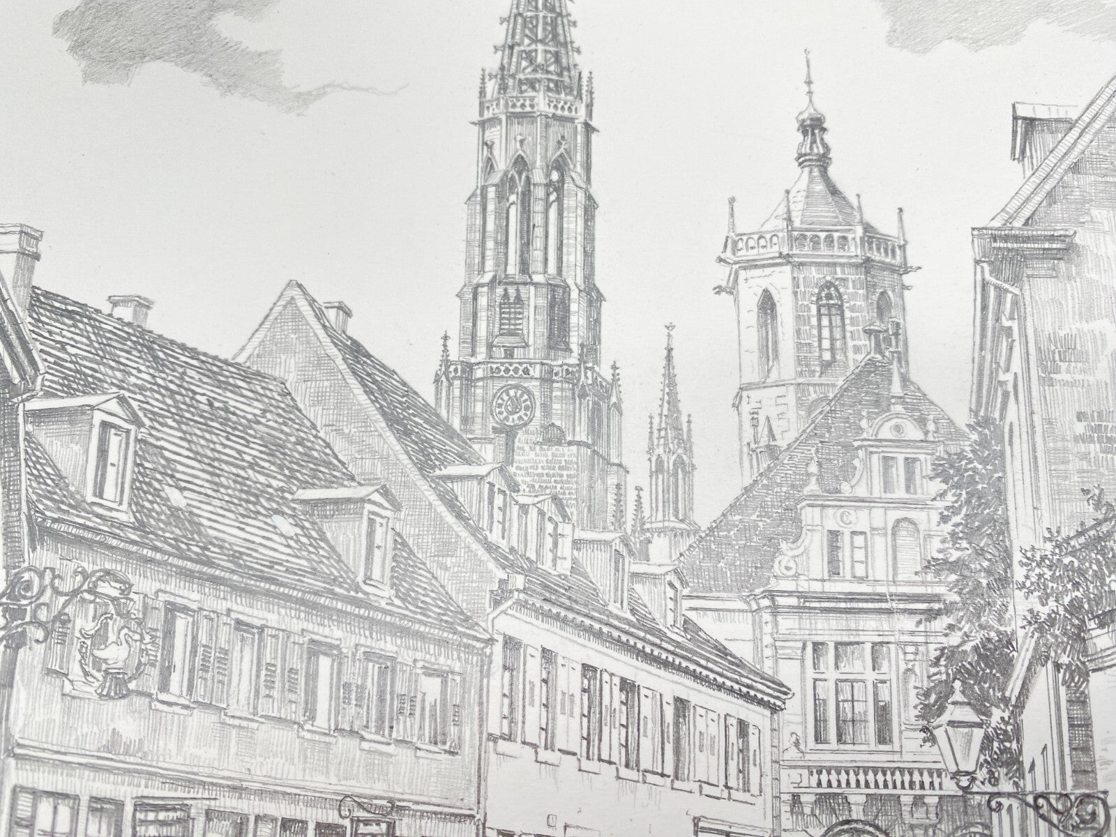 HEINZ WEHLISCH ZEICHNUNG BÜHL SCHWANENSTR UM 1905 HANDSIGNIERT