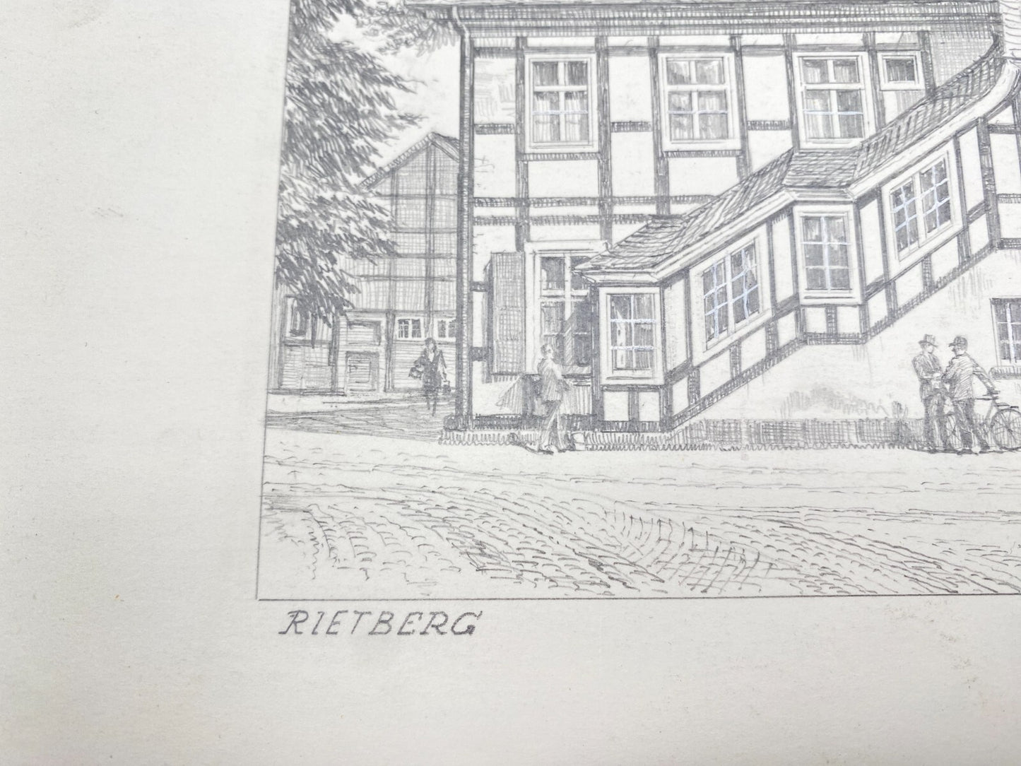 DEUTSCHER KÜNSTLER HEINZ WEHLISCH ZEICHNUNG RIETBURG HANDSIGNIERT
