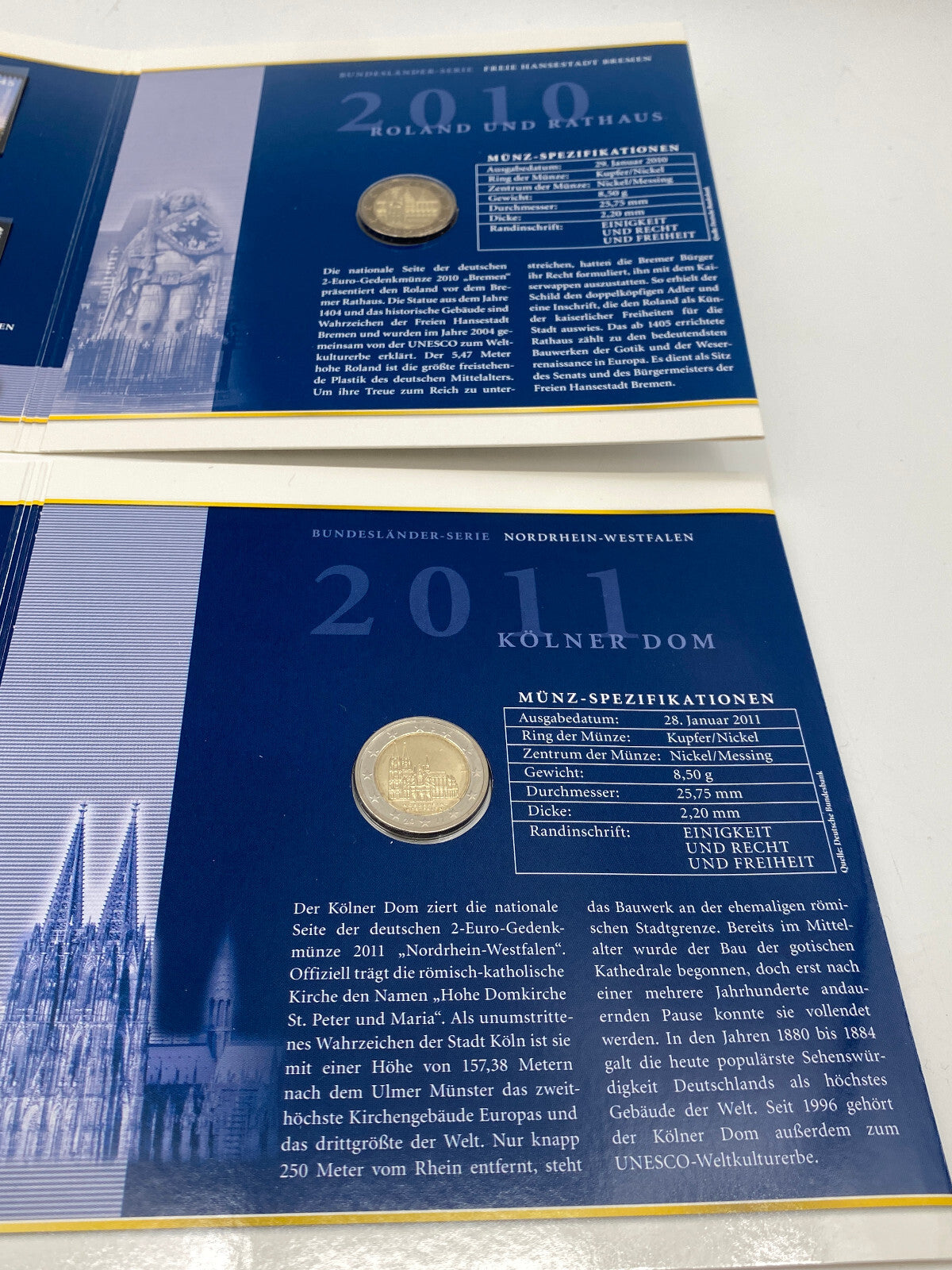 * 2 EURO MÜNZEN GEDENKSET 13 BUNDESLÄNDER MÜNZE BRIEFMARKEN 2006 - 2018