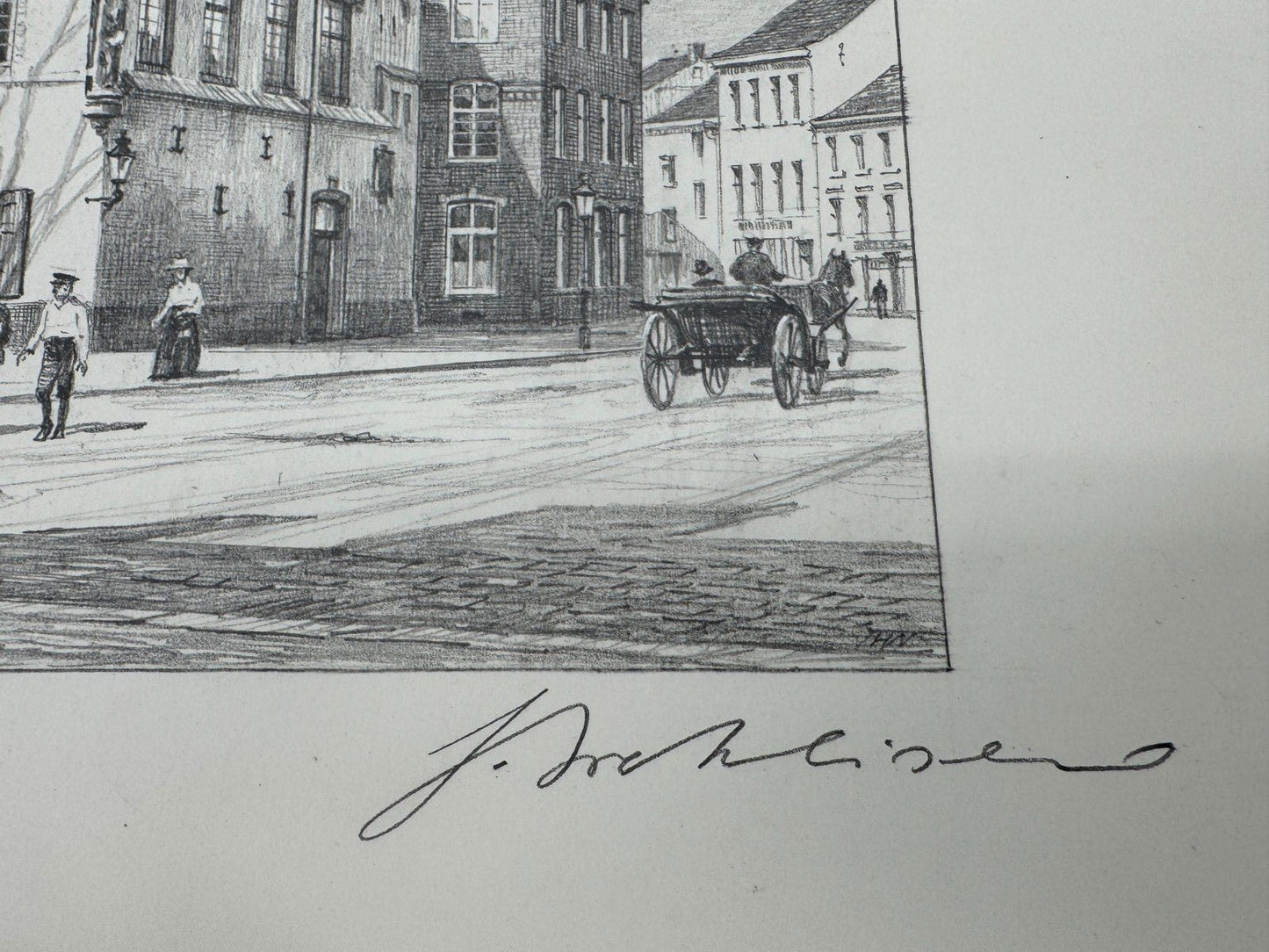 * HEINZ WEHLISCH ZEICHNUNG ERKELENZ MARKT UM 1900 ANSICHT SIGNIERT