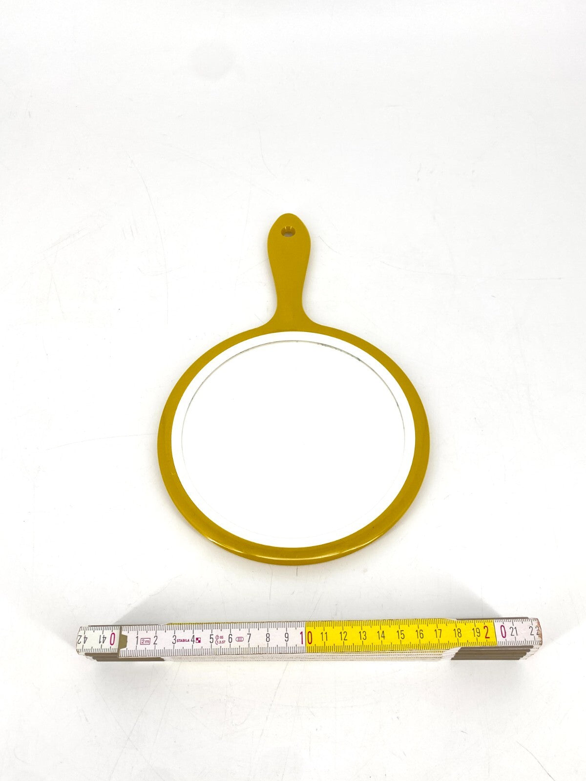 *HANDSPIEGEL  SCHMINKSPIEGEL KUNSTSTOFF GELB 1960ER 70ER VINTAGE MID CENTURY