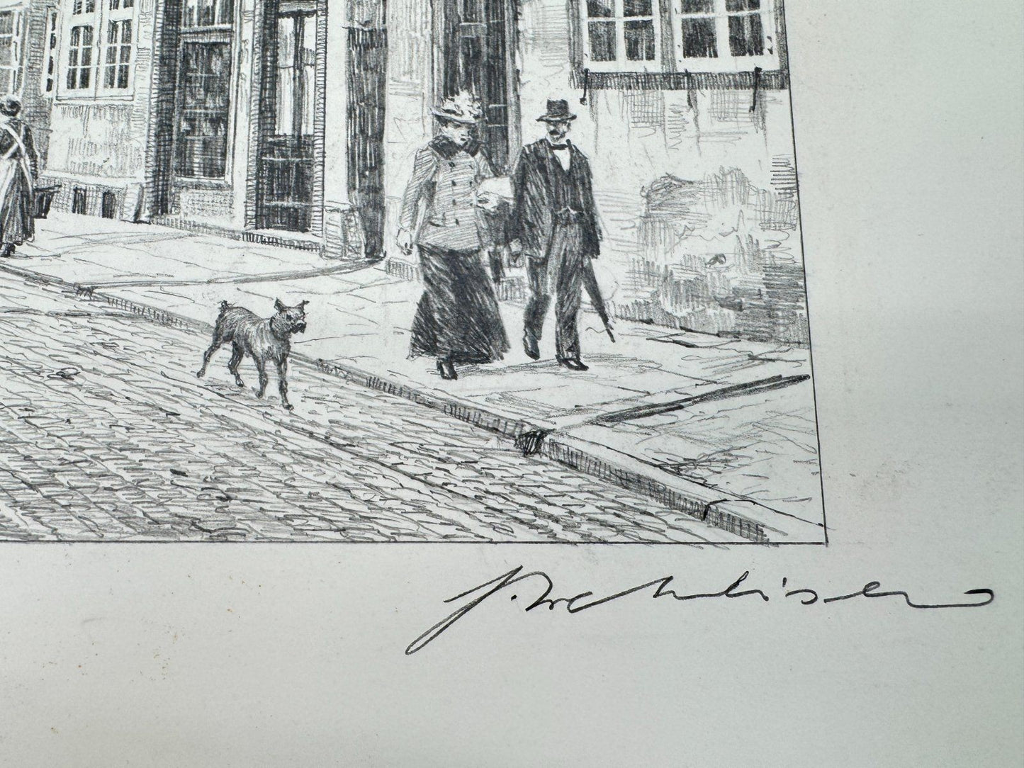 * HEINZ WEHLISCH ZEICHNUNG VLOTHO LANGE STRAßE UM 1900 ANSICHT SI