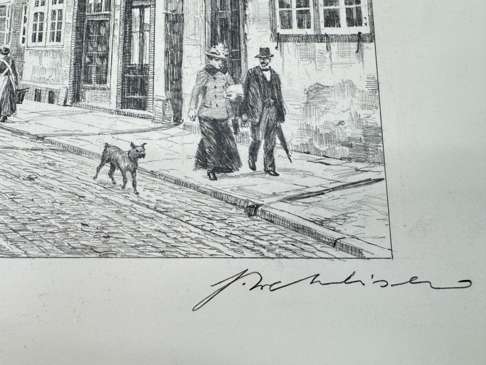 * HEINZ WEHLISCH ZEICHNUNG VLOTHO LANGE STRAßE UM 1900 ANSICHT SI