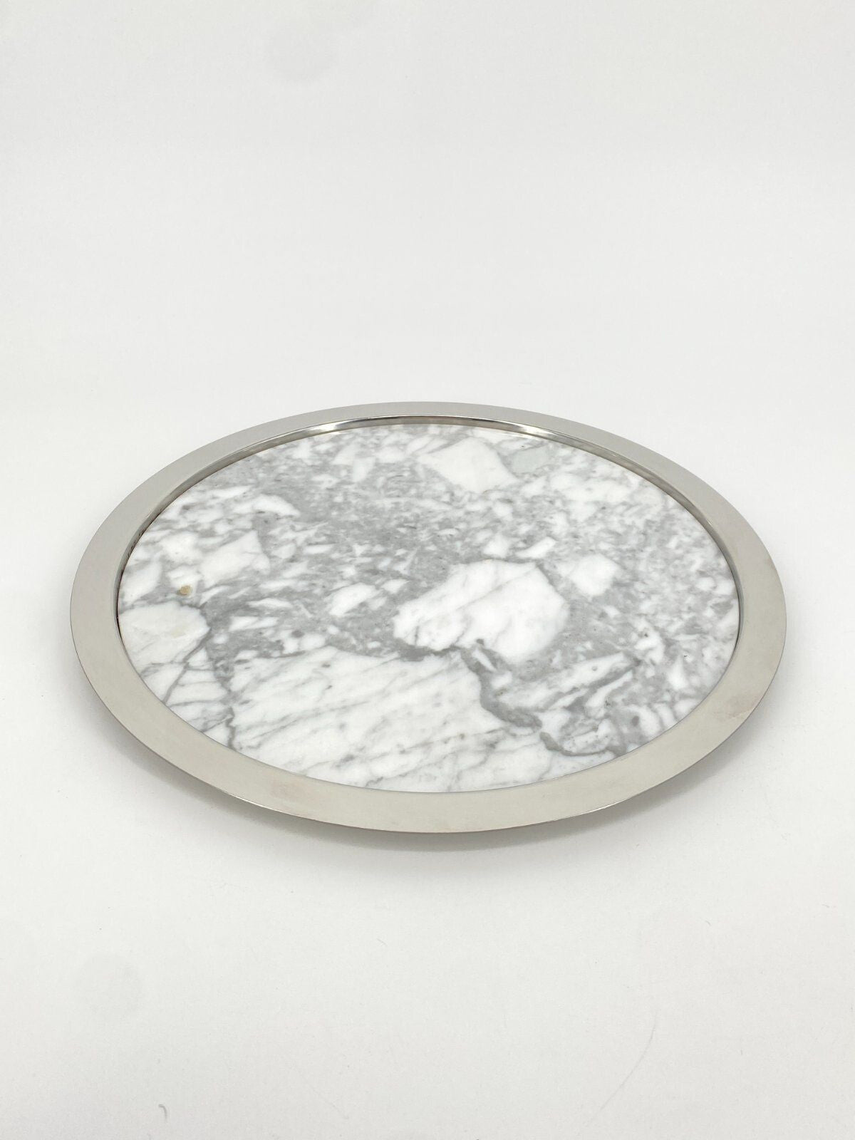 * MEPRA MARMOR EDELSTAHL TABLETT PLATTE RUND CHROM ITALY DESIGN