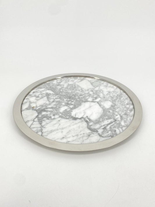* MEPRA MARMOR EDELSTAHL TABLETT PLATTE RUND CHROM ITALY DESIGN