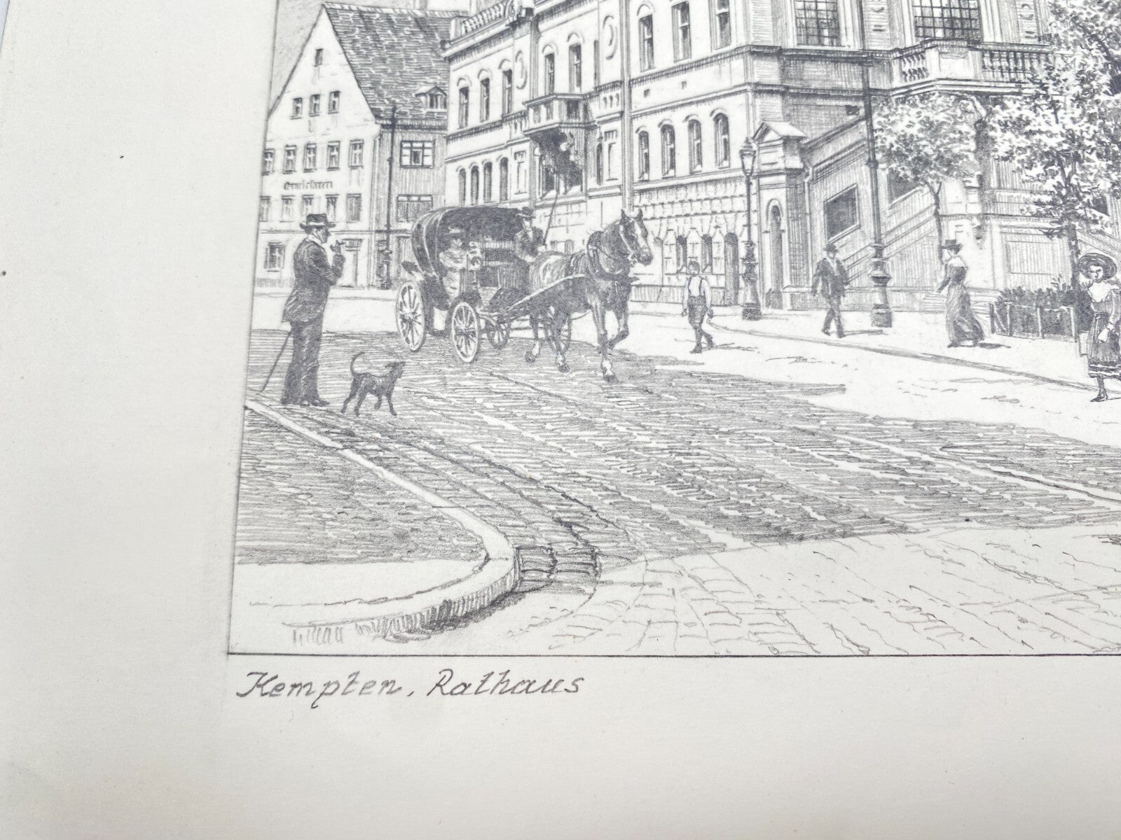 DEUTSCHER KÜNSTLER HEINZ WEHLISCH ZEICHNUNG KEMPTEN RATHAUS HANDSIGNIERT