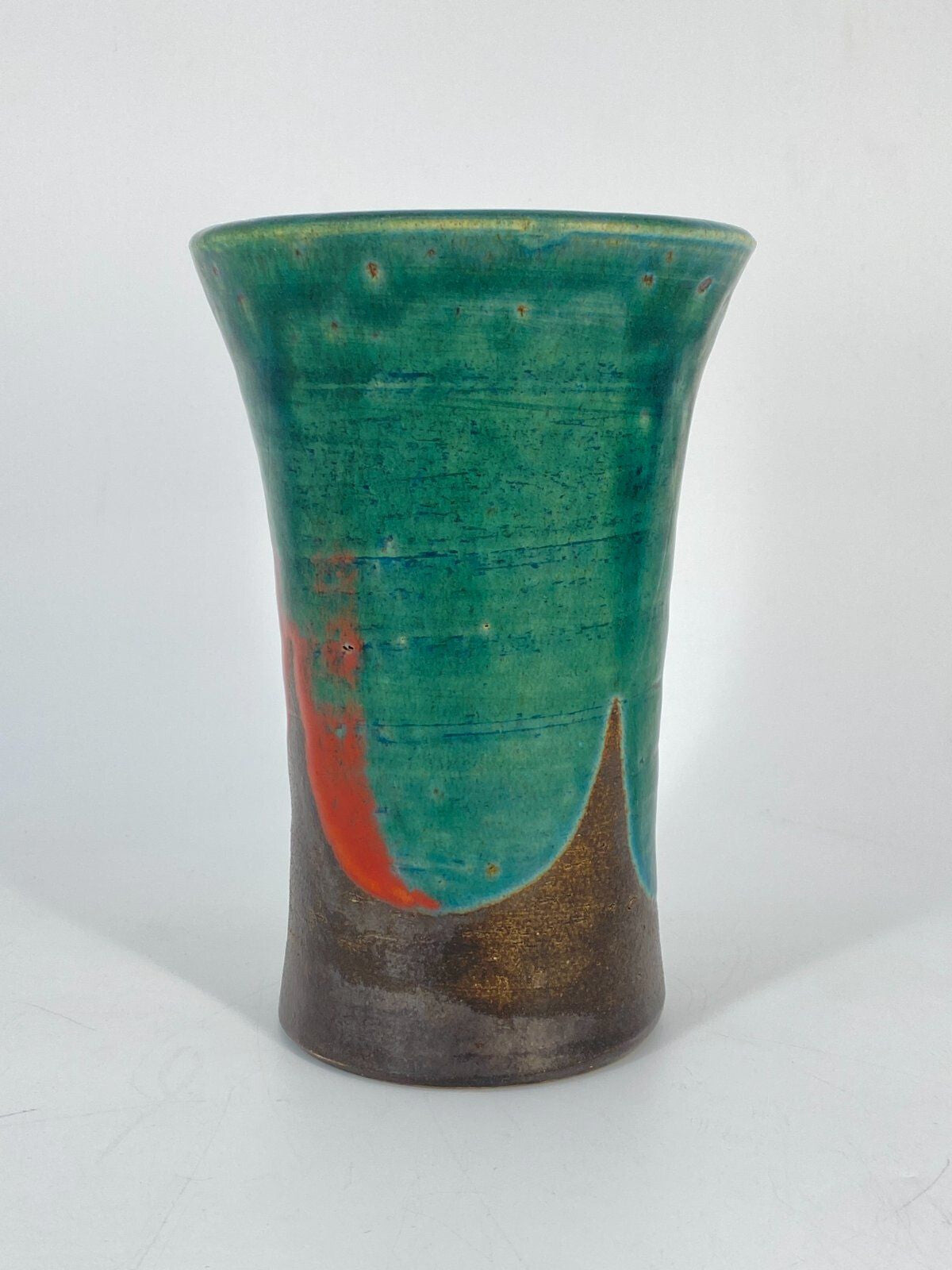 * STUDIOKERAMIK VASE TROMPETEN TRICHTER FORM VINTAGE KERAMIK