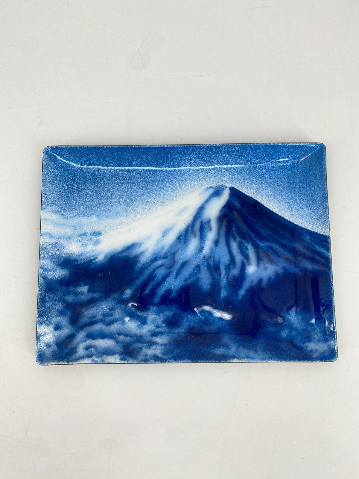 * 2ER SET TUTANKA EMAILLE METALL TABLETTS PLATTEN JAPAN FUJI 1976