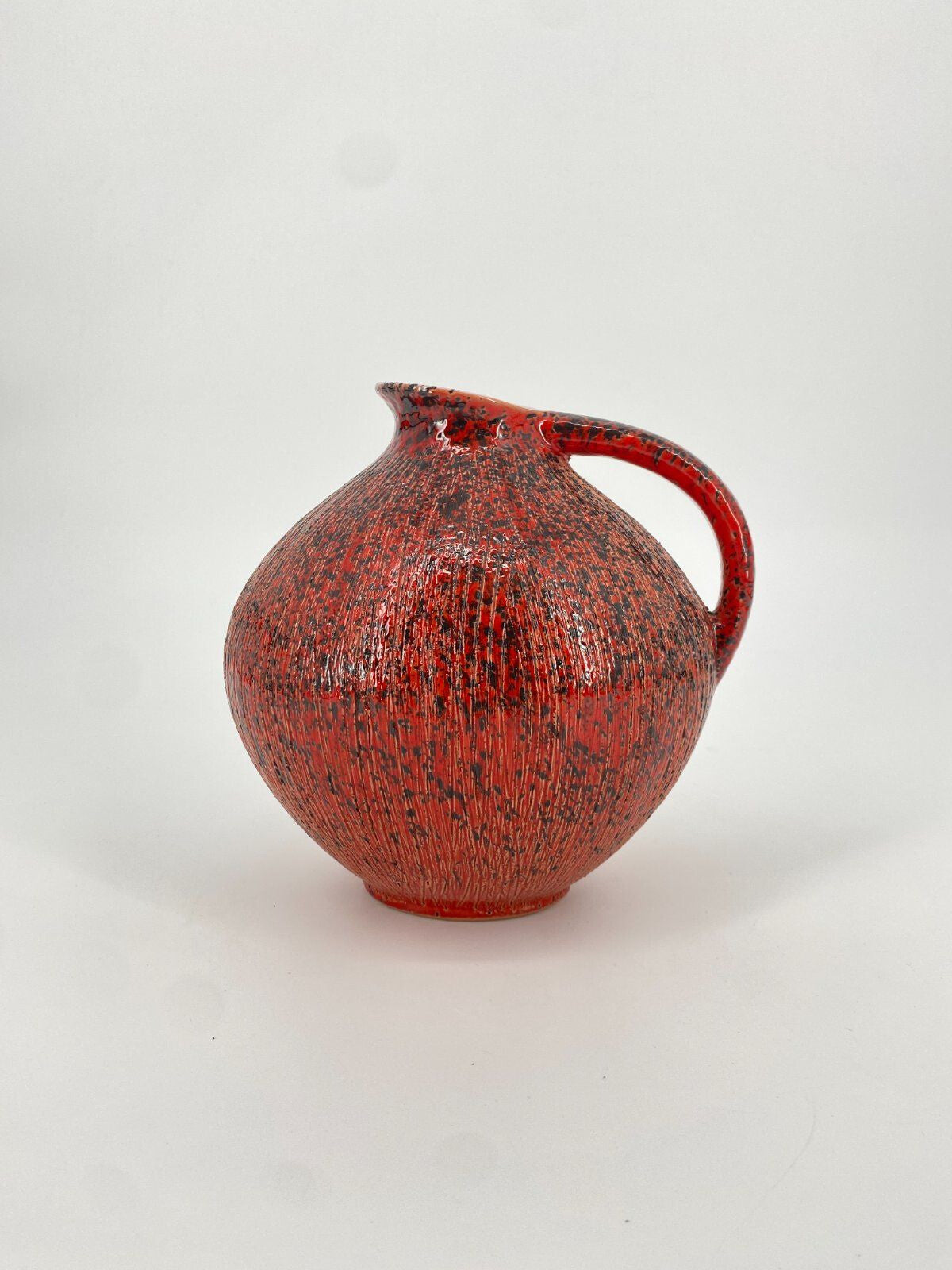 * VASE KRUG WÄCHTERSBACH ROT SCHWARZ WEST GERMANY VINTAGE KERAMIK