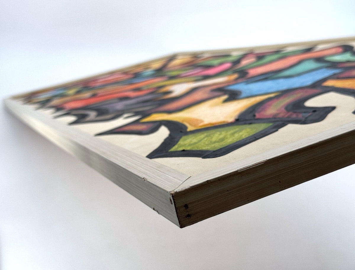 *GEMÄLDE ABSTRAKTE KOMPOSITION 1973 SIGNIERT ACRYL BUNT GERAHMT