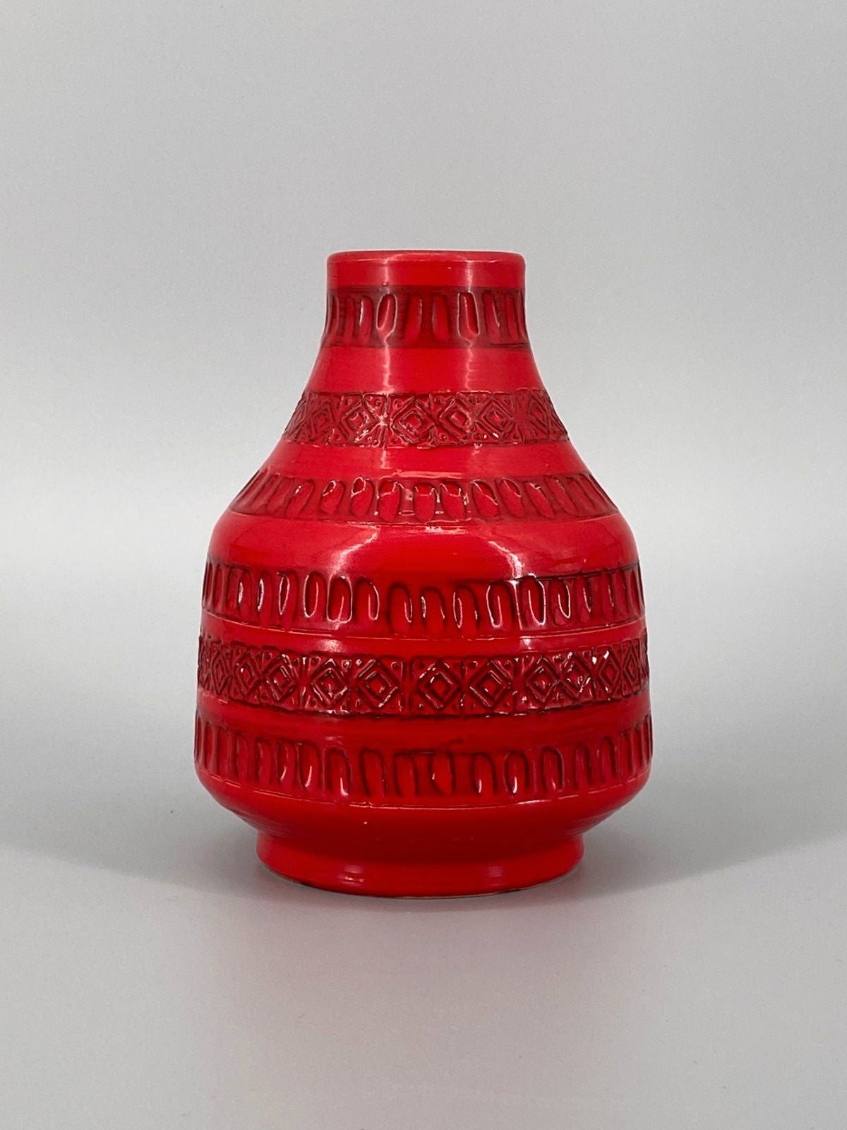 * VASE ITALY POTTERY BITOSSI LONDI ROT GEOMETRIE VINTAGE 60er