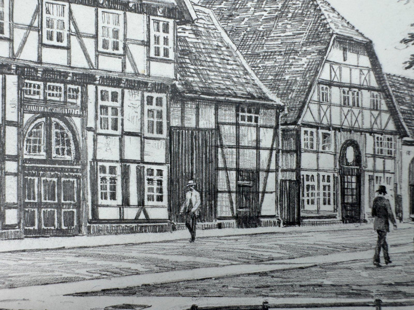 * HEINZ WEHLISCH ZEICHNUNG LIPPSTADT ALTDEUTSCHE FACHWERKHÄUSER