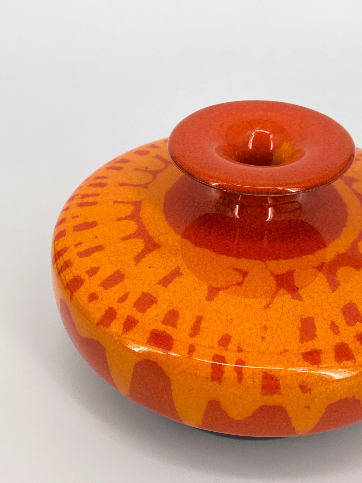 * HUTSCHENREUTHER STUDIOKERAMIK VASE 70ER VINTAGE POP ART ORANGE 10x15,5CM