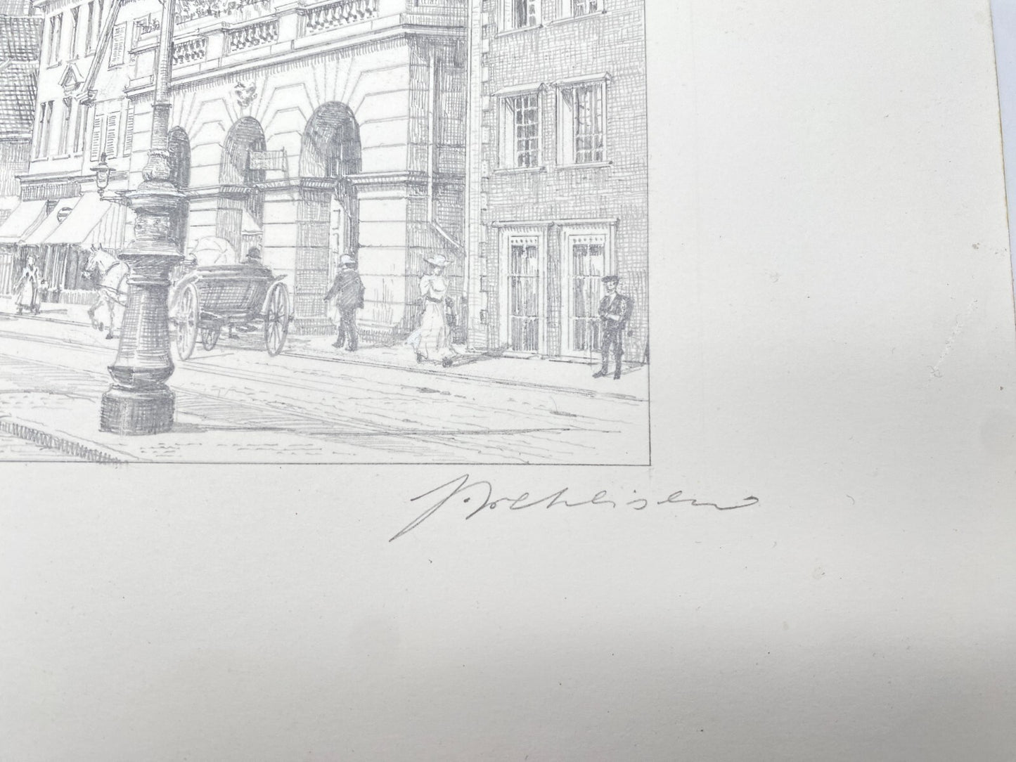 HEINZ WEHLISCH ZEICHNUNG LÜNEN RATHAUS UM 1890 HANDSIGNIERT