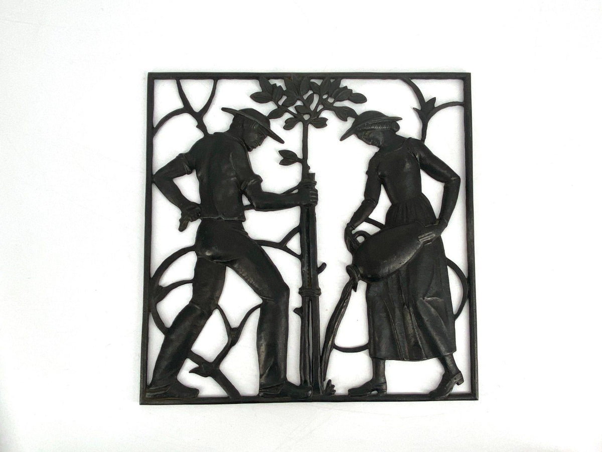 * WANDBILD GUSSEISEN FISCHER WISMAR BAUMPFLANZUNG RELIEF