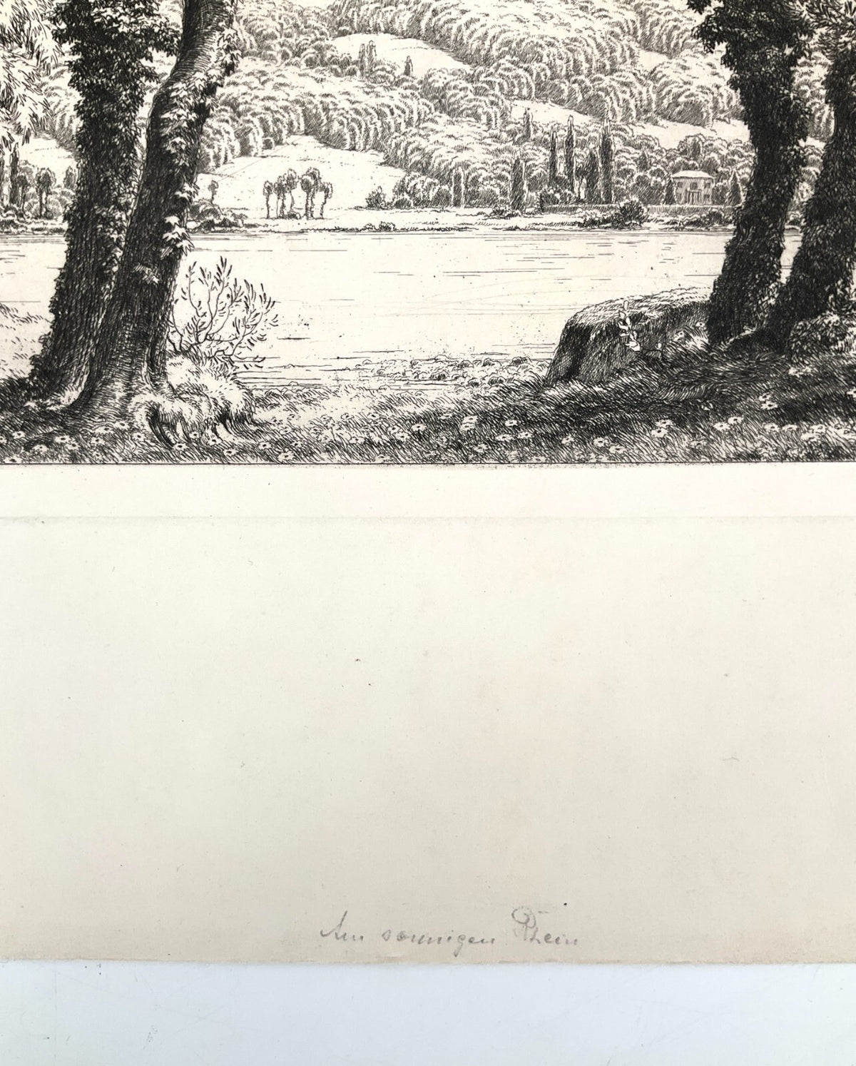*RADIERUNG GEORG BROEL AM SONNIGEN RHEIN LANDSCHAFT JUGENDSTIL 1920 ORIGINAL