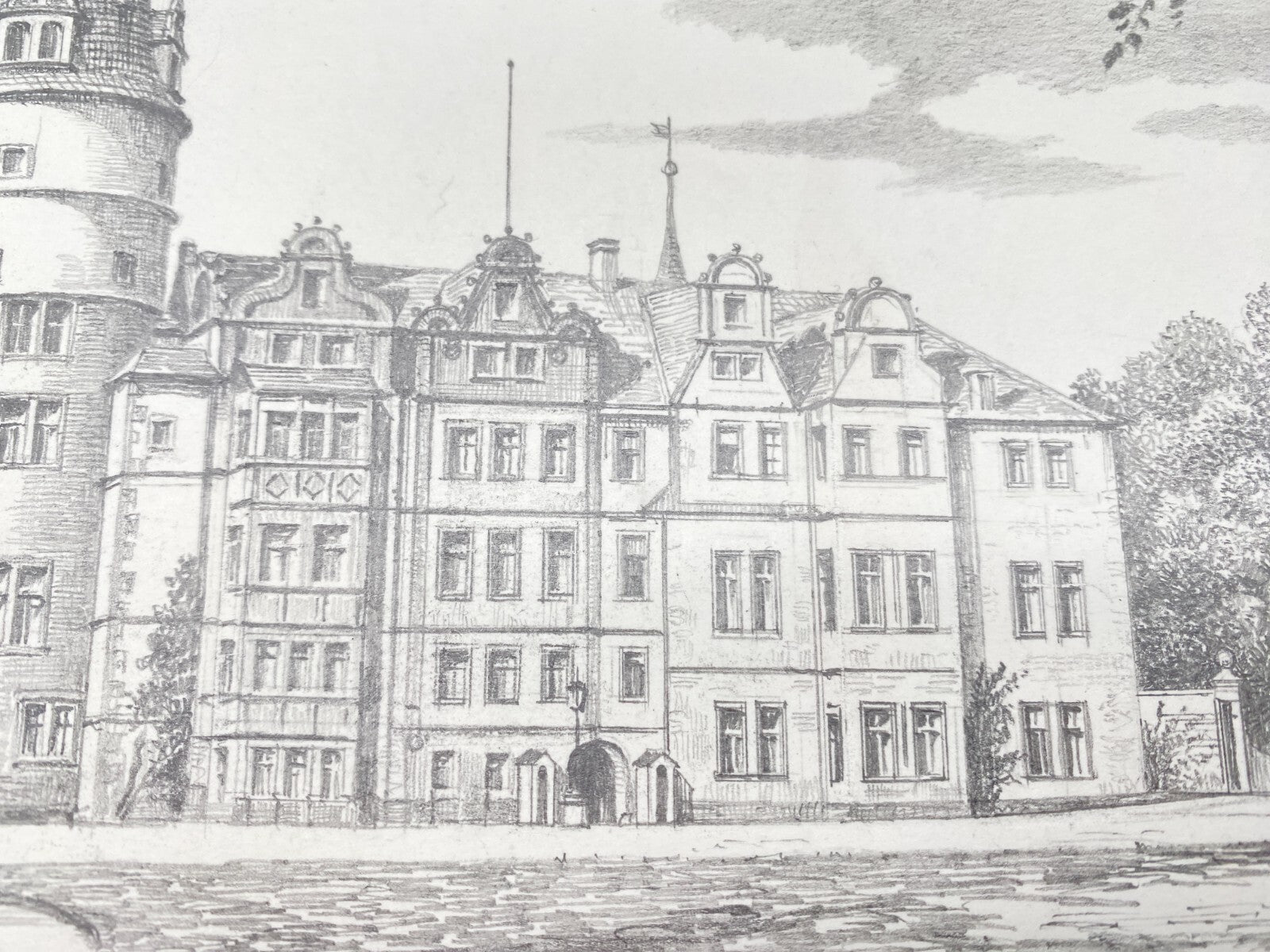 DEUTSCHER KÜNSTLER HEINZ WEHLISCH ZEICHNUNG DETMOLD RESIDENZSCHLOSS HANDSIGNIERT