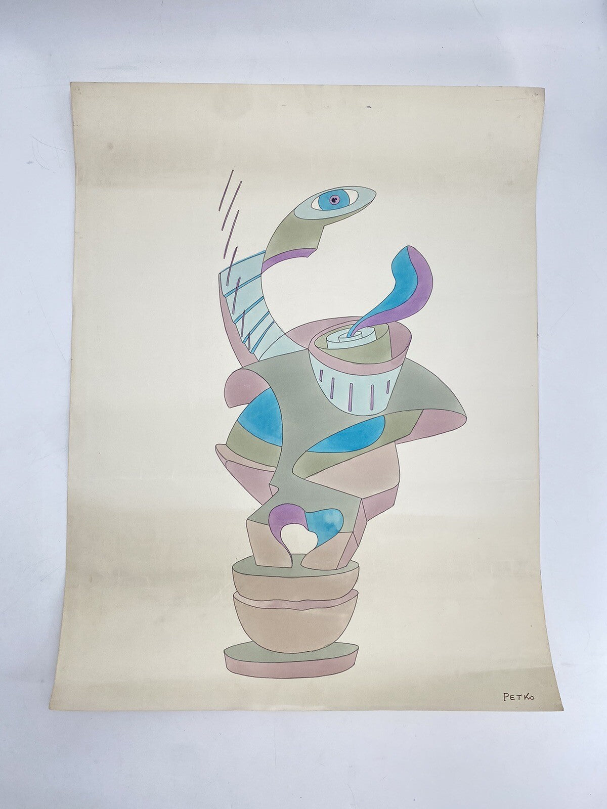 * PETKO BILD GEMÄLDE ZEICHNUNG COLORIERT ABSTRAKT ART SURREALISMUS KUNST