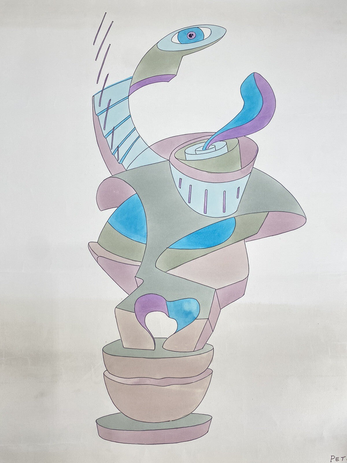 * PETKO BILD GEMÄLDE ZEICHNUNG COLORIERT ABSTRAKT ART SURREALISMUS KUNST