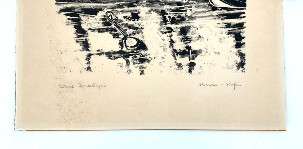 *LITHOGRAFIE KLAUS ZEGENHAGEN HAFEN WILHELMSHAVEN MARITIM ORIGINAL