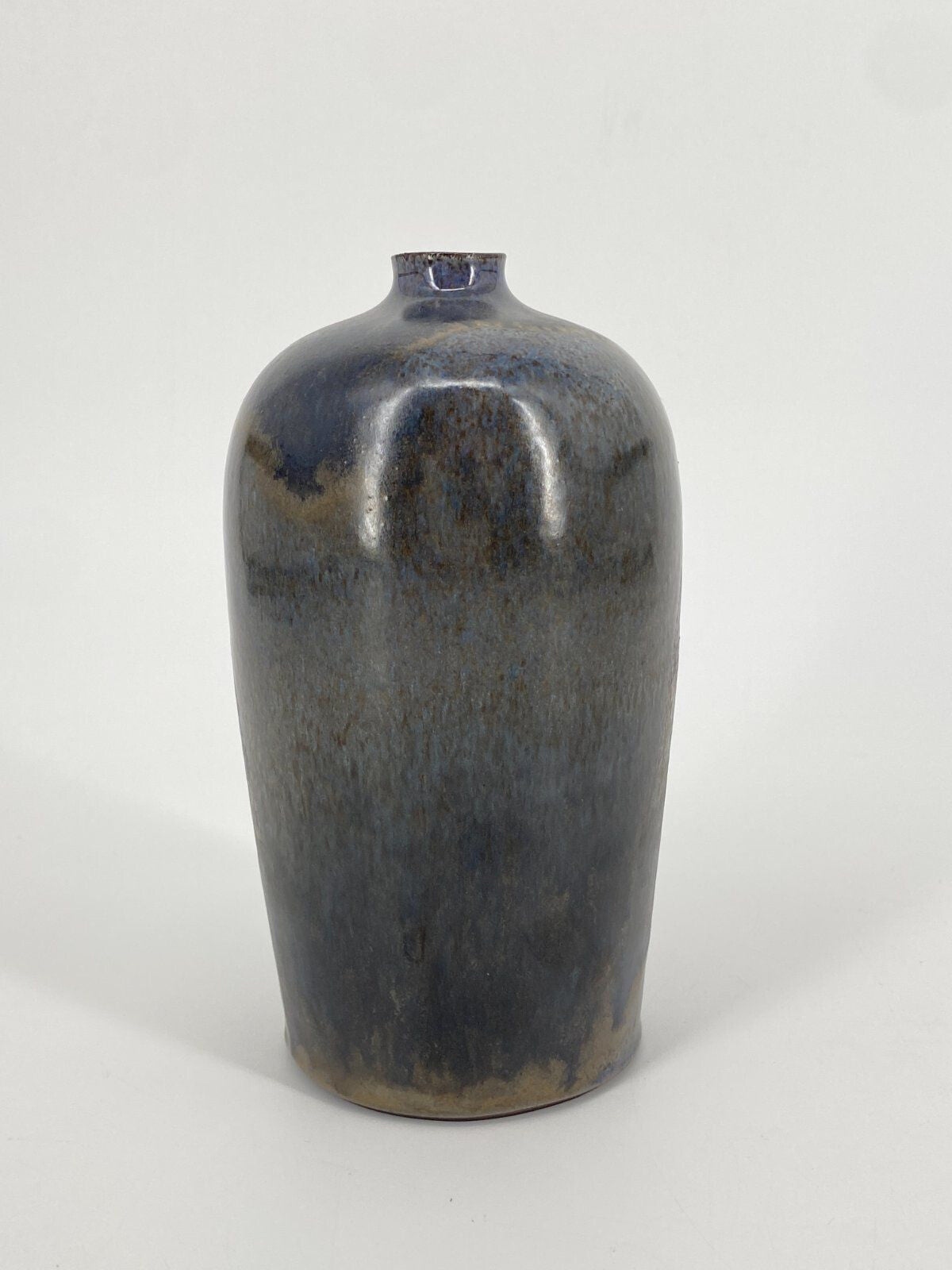 * STUDIOKERAMIK VASE GRAU BLAU BRAUN METALLIC "R" 16,5CM