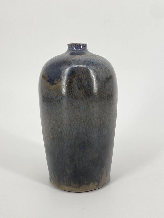 * STUDIOKERAMIK VASE GRAU BLAU BRAUN METALLIC "R" 16,5CM