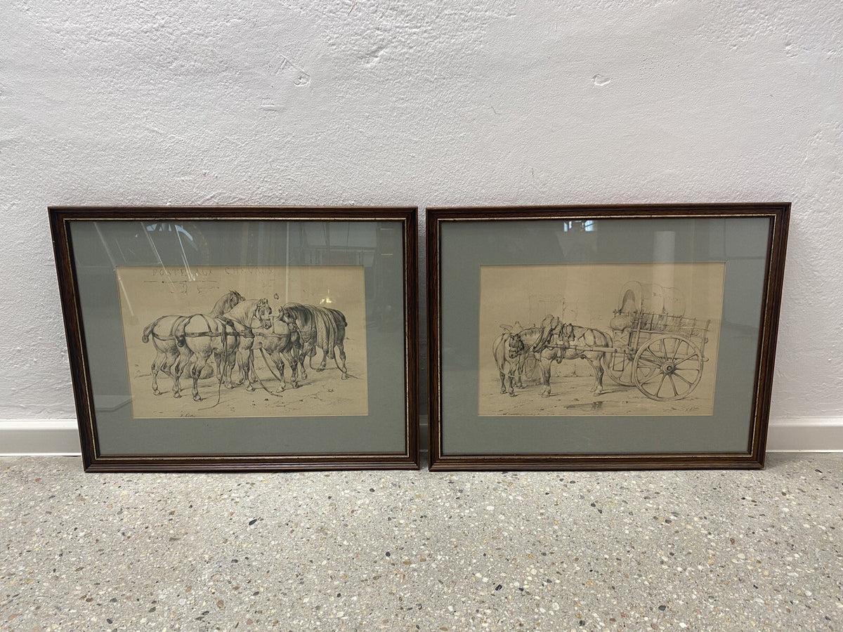 * 2 x VICTOR ADAM 19 JHDT LITHOGRAPHIE POSTE AUX CHEVAUX PFERDE WAGEN TRANSPORT