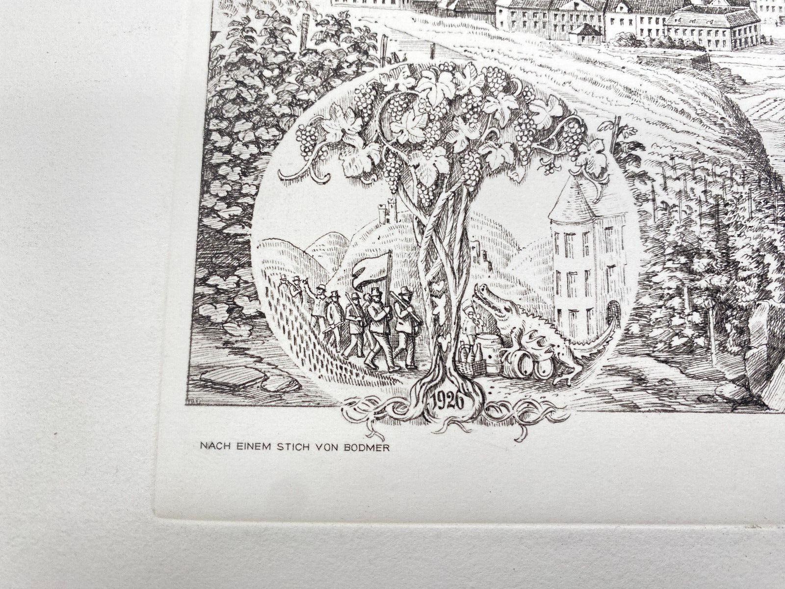 HEINZ WEHLISCH  RADIERUNG BERNCASTEL UM 1830 ORIGINAL HANDSIGNIERT