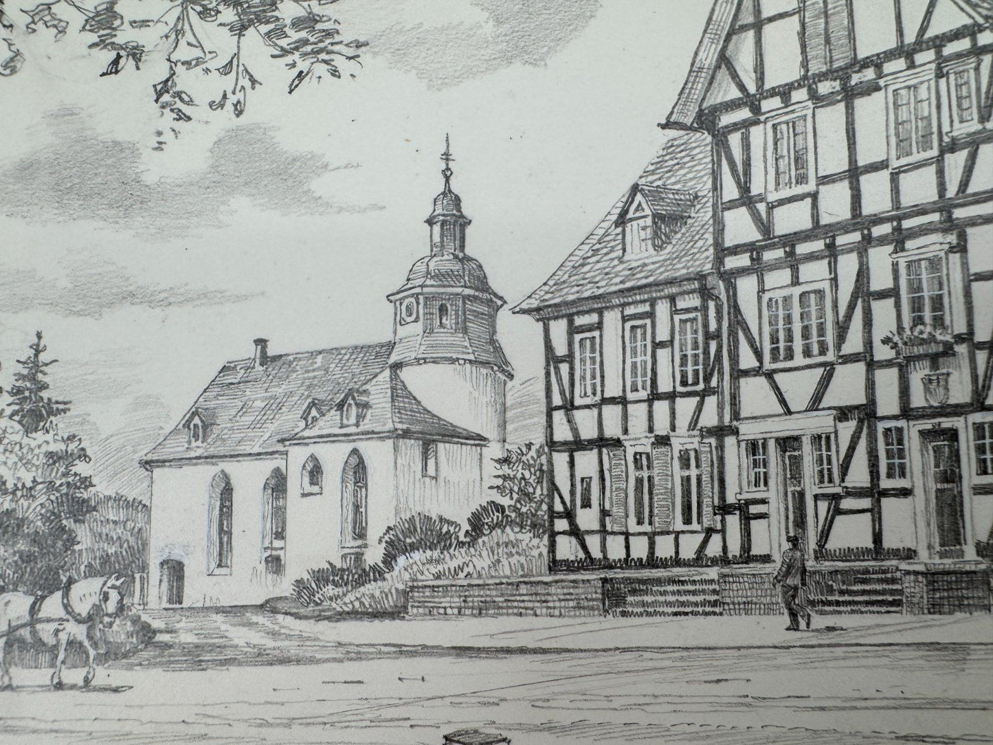 * HEINZ WEHLISCH ZEICHNUNG FREUDENBERG HEIDE ANSICHT SIGNIERT