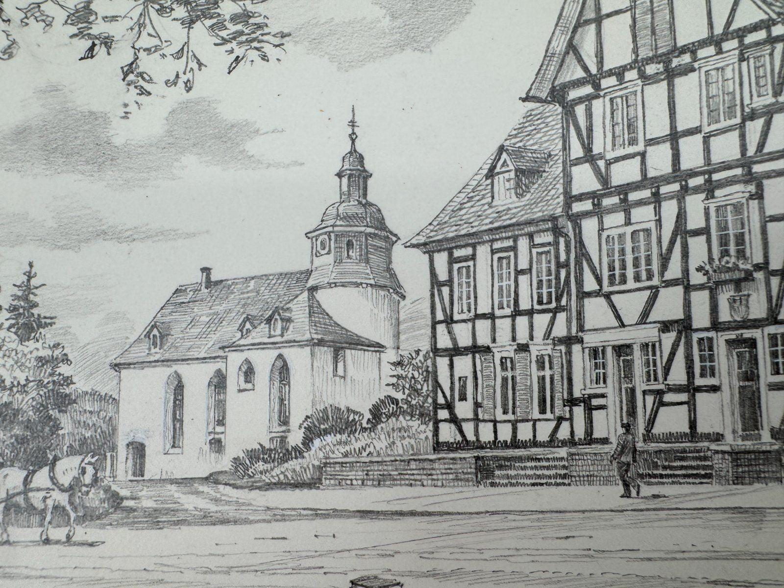 * HEINZ WEHLISCH ZEICHNUNG FREUDENBERG HEIDE ANSICHT SIGNIERT