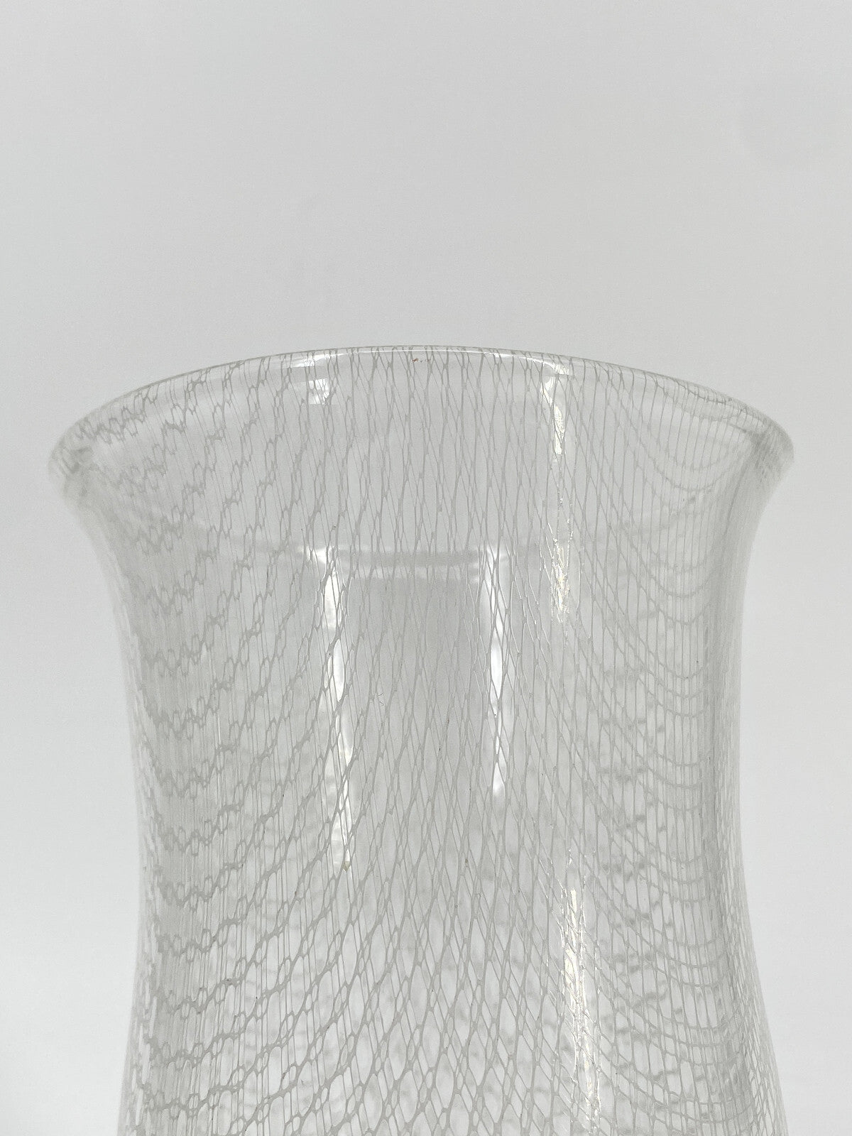 * GLAS VASE MERLETTO RETICELLO FADENGLAS MUNDGEBLASEN NETZMUSTER VINTAGE