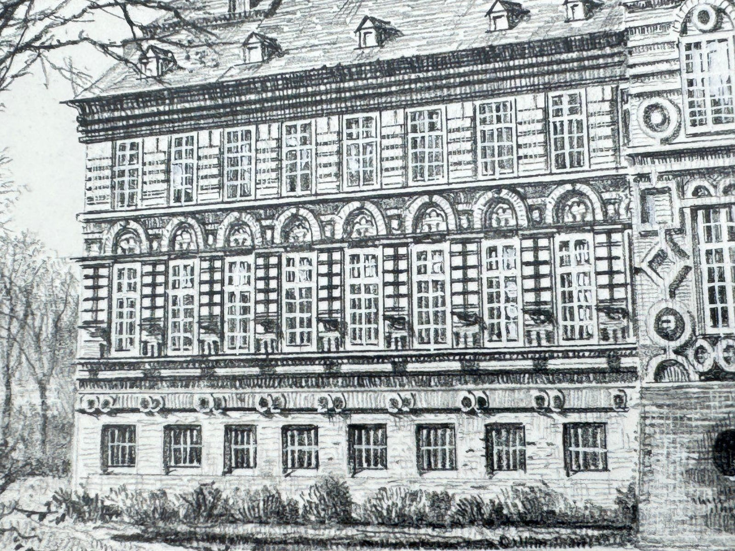 * HEINZ WEHLISCH ZEICHNUNG SCHLOß HOVESTADT SOEST ANSICHT SIGNIER
