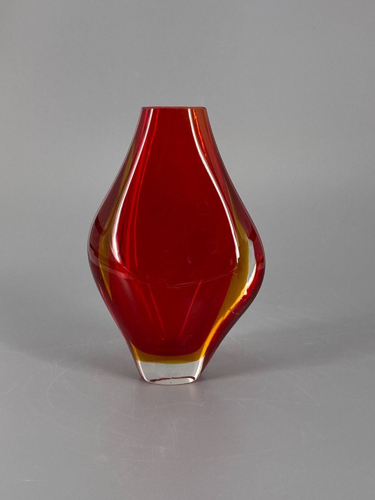 * SOMMERSO GLAS VASE ROT ORANGE MURANO GLAS ITALIEN MID CENTURY