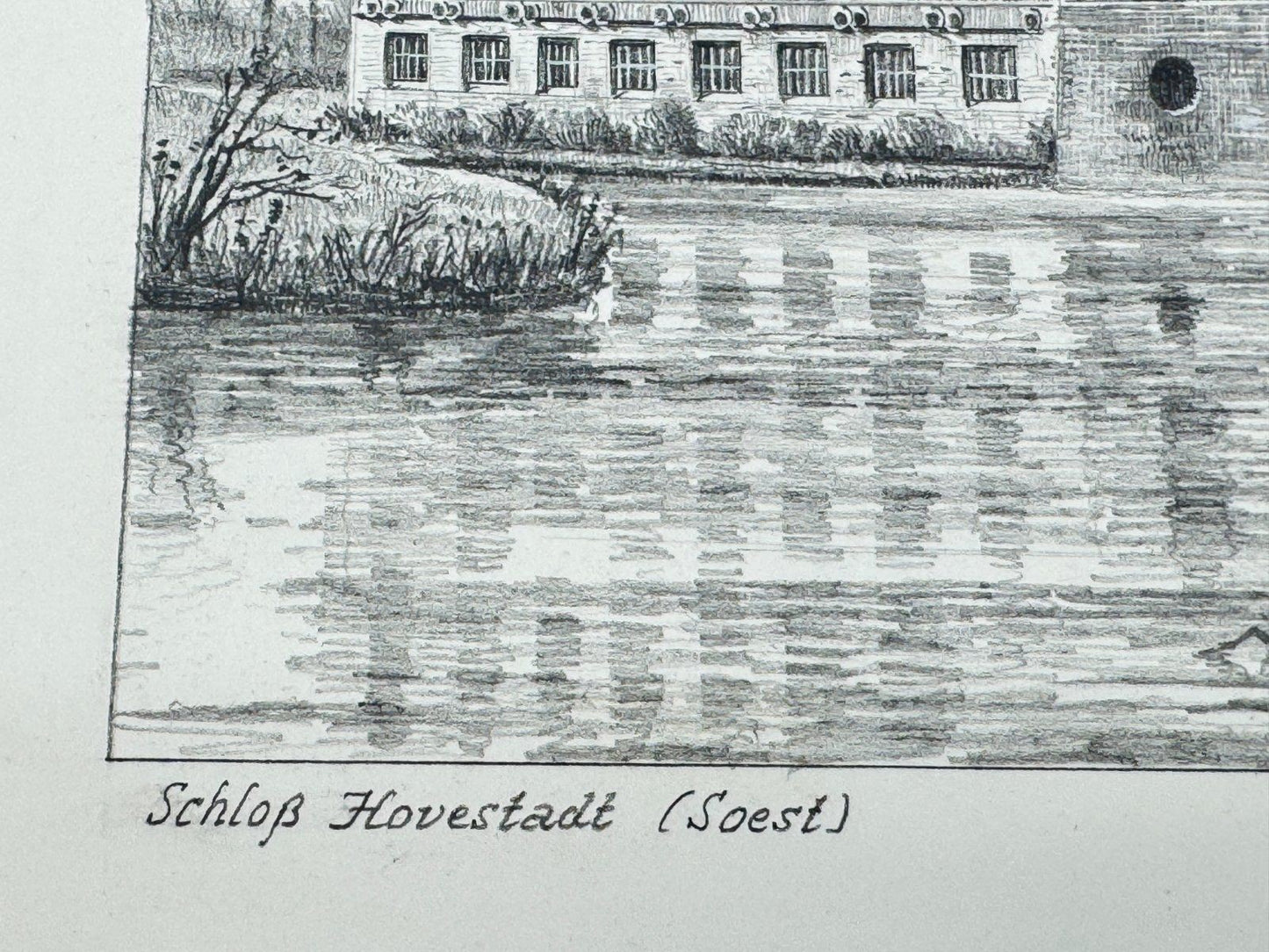 * HEINZ WEHLISCH ZEICHNUNG SCHLOß HOVESTADT SOEST ANSICHT SIGNIER