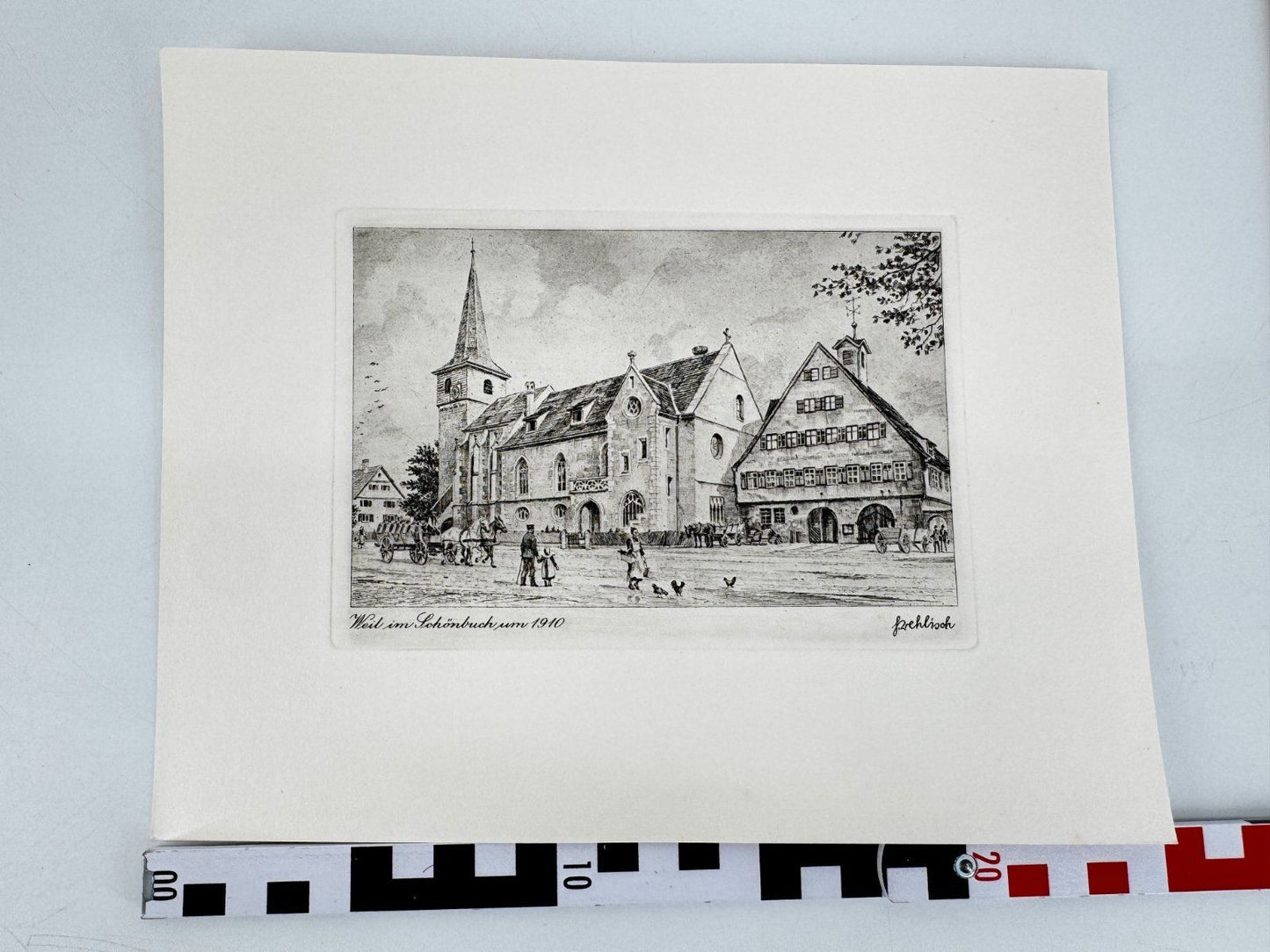 * HEINZ WEHLISCH ORIGINAL RADIERUNG WEIL IM SCHÖNBUCH UM 1910 ANSICHT