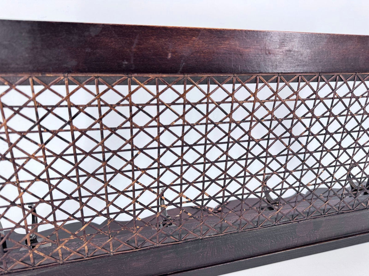 MID CENTURY WIENER GARDEROBE HUTABLAGE GEFLECHT CHIPPENDALE 50er