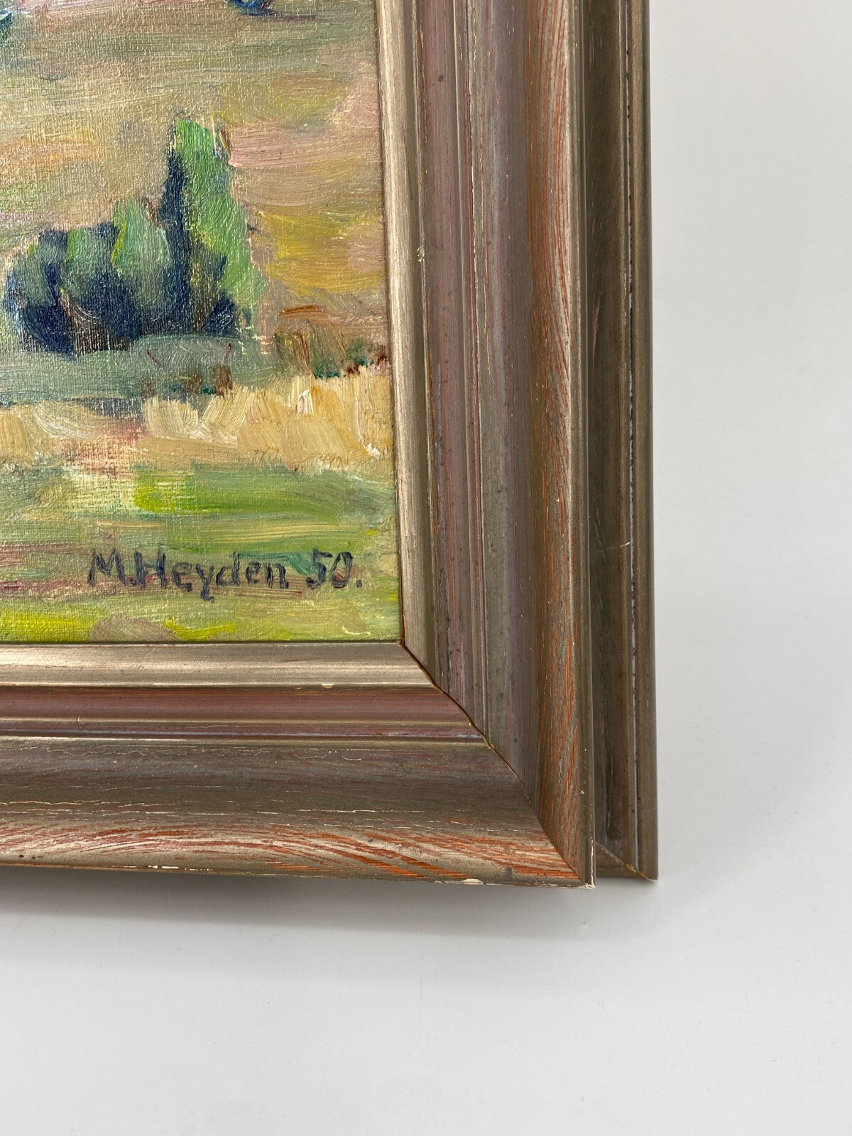 * ÖLGEMÄLDE LANDSCHAFT M. HEYDEN SIGNIERT 1950 50ER GERAHMT VINTAGE