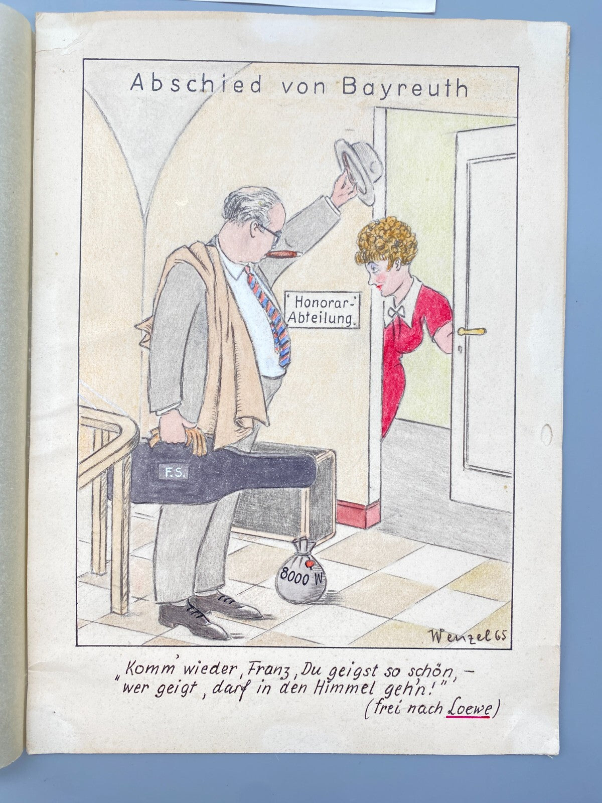 HANS DIETER BAUM NACHLASS ZEICHNUNG WENZEL HUMOR MUSIKER ZEICHNUNG KARIKATUR 60e