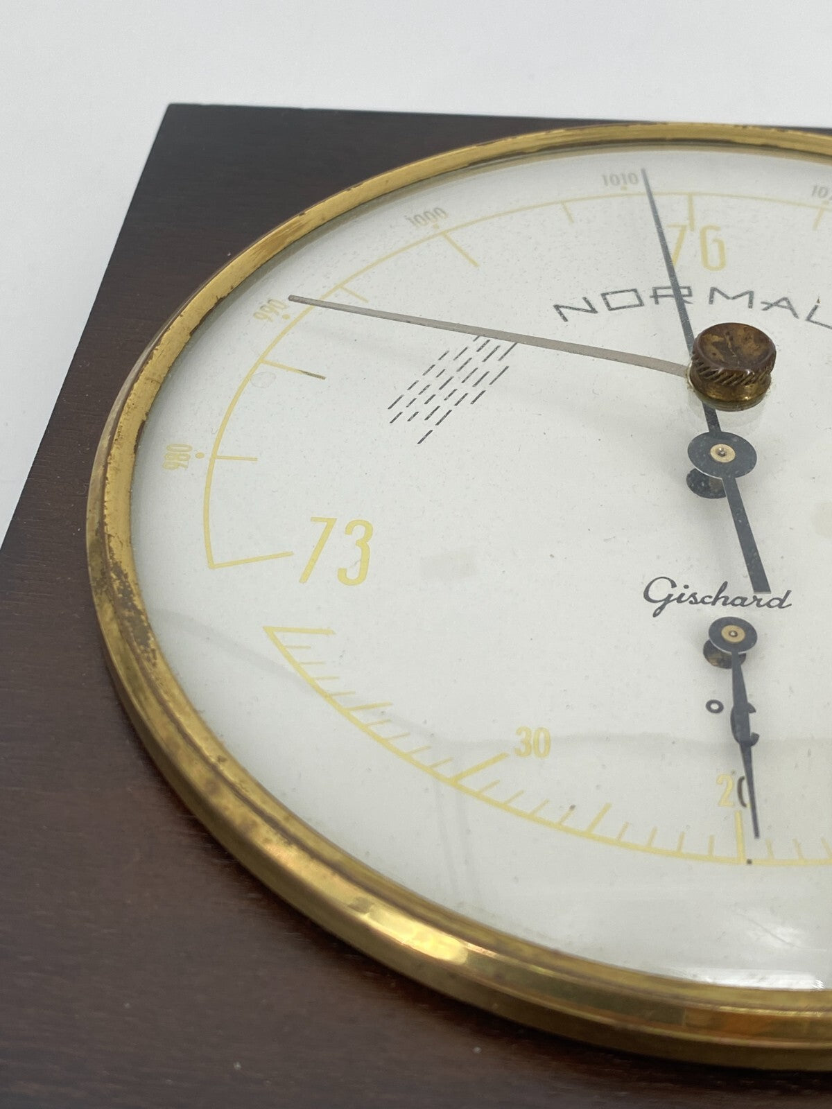 * WETTERSTATION GISCHARD BAROMETER THERMOMETER HOLZ VINTAGE