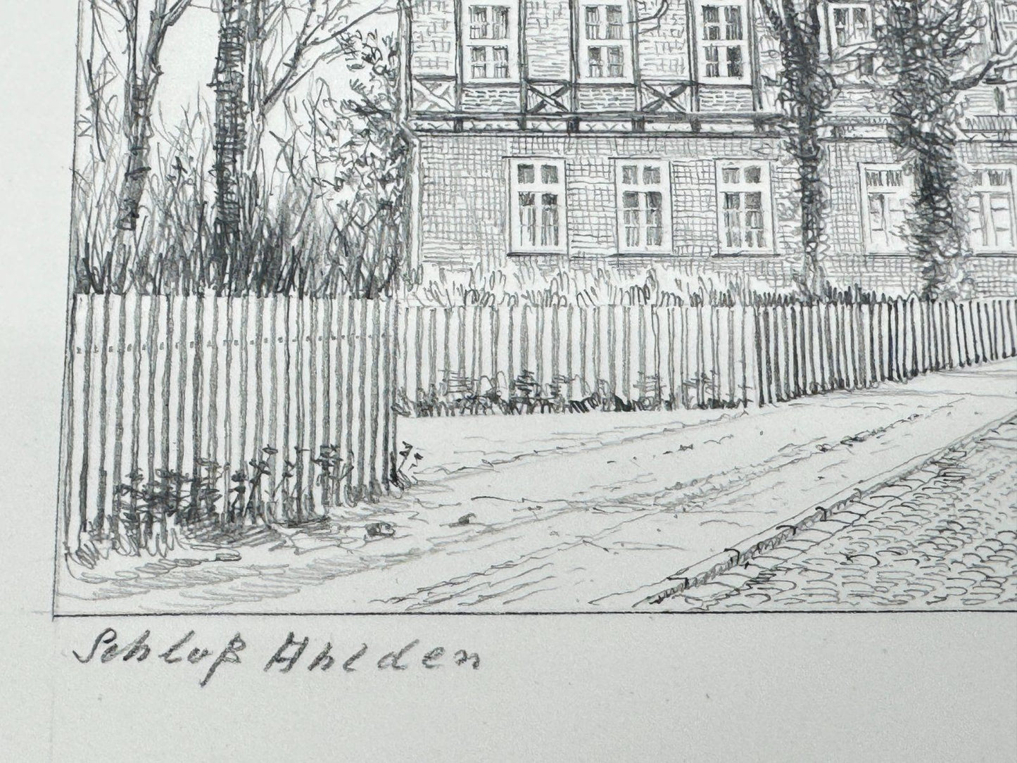 * HEINZ WEHLISCH ZEICHNUNG SCHLOß AHLDEN ANSICHT SIGNIERT